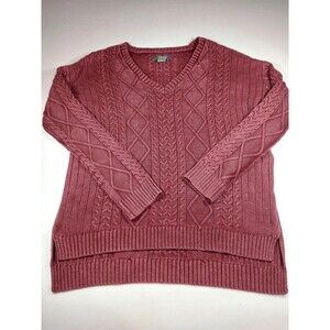 Natural Reflections Fisherman Style Sweater Womens Medium Poppy Cable Knit